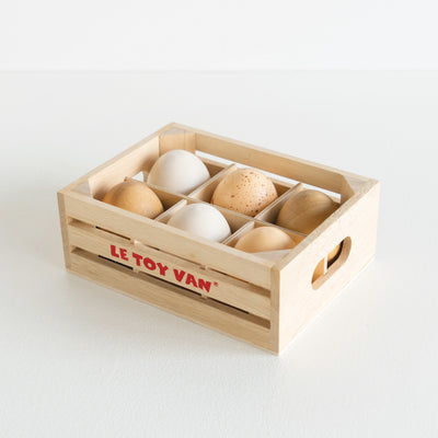 Le Toy Van Market Crate - Farm Eggs Half Dozen Crate