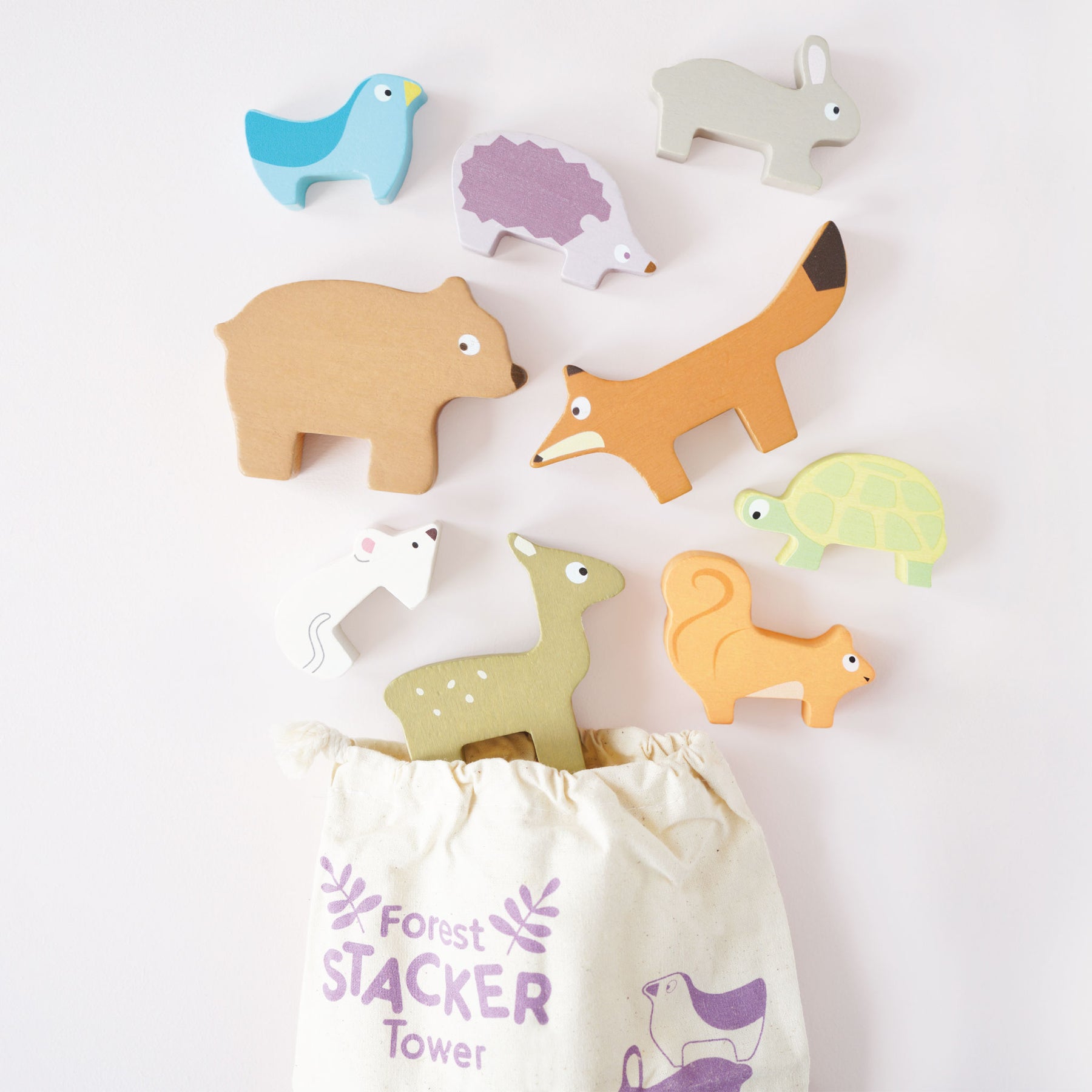 Bear Stack Tower Le Toy Van | Forest Stacker Tower & Bag | Wooden Toy Animal Figures ...