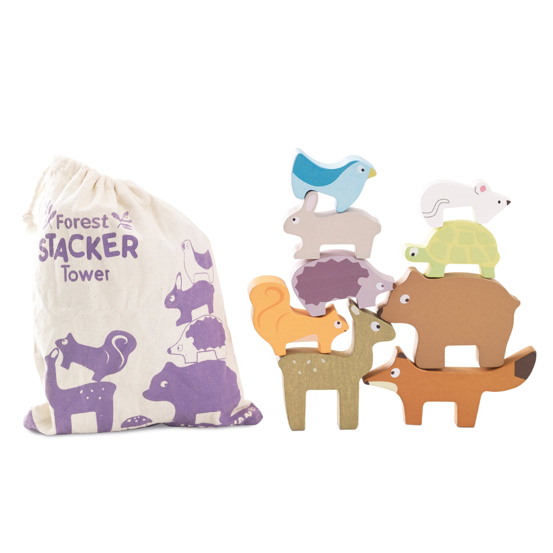 Bear Stack Tower Le Toy Van | Forest Stacker Tower & Bag | Wooden Toy Animal Figures ...