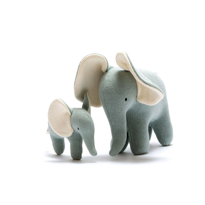 Best Years Organic cotton knitted little elephant toy in teal