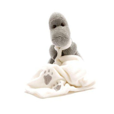 Best Years Knitted Grey Diplodocus Toy with Comfort Blanket