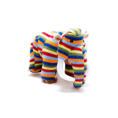 Best Years Ltd Knitted Bright Stripe Woolly Mammoth Dinosaur Toy